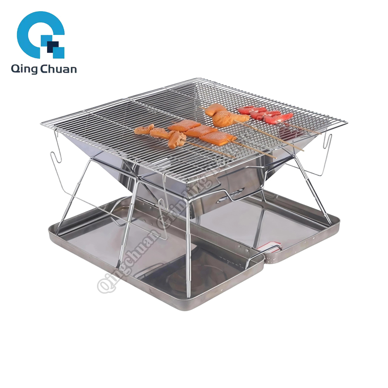 Outdoor Camping Stove - Camping Grill Charcoal Stove Folding Stainless