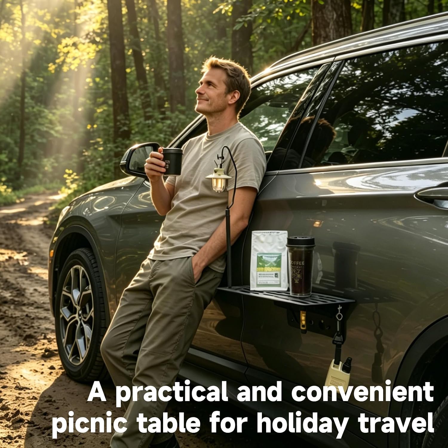 Outdoor Camping Table Foldable - Magnetic Foldable Car Side Table Metal