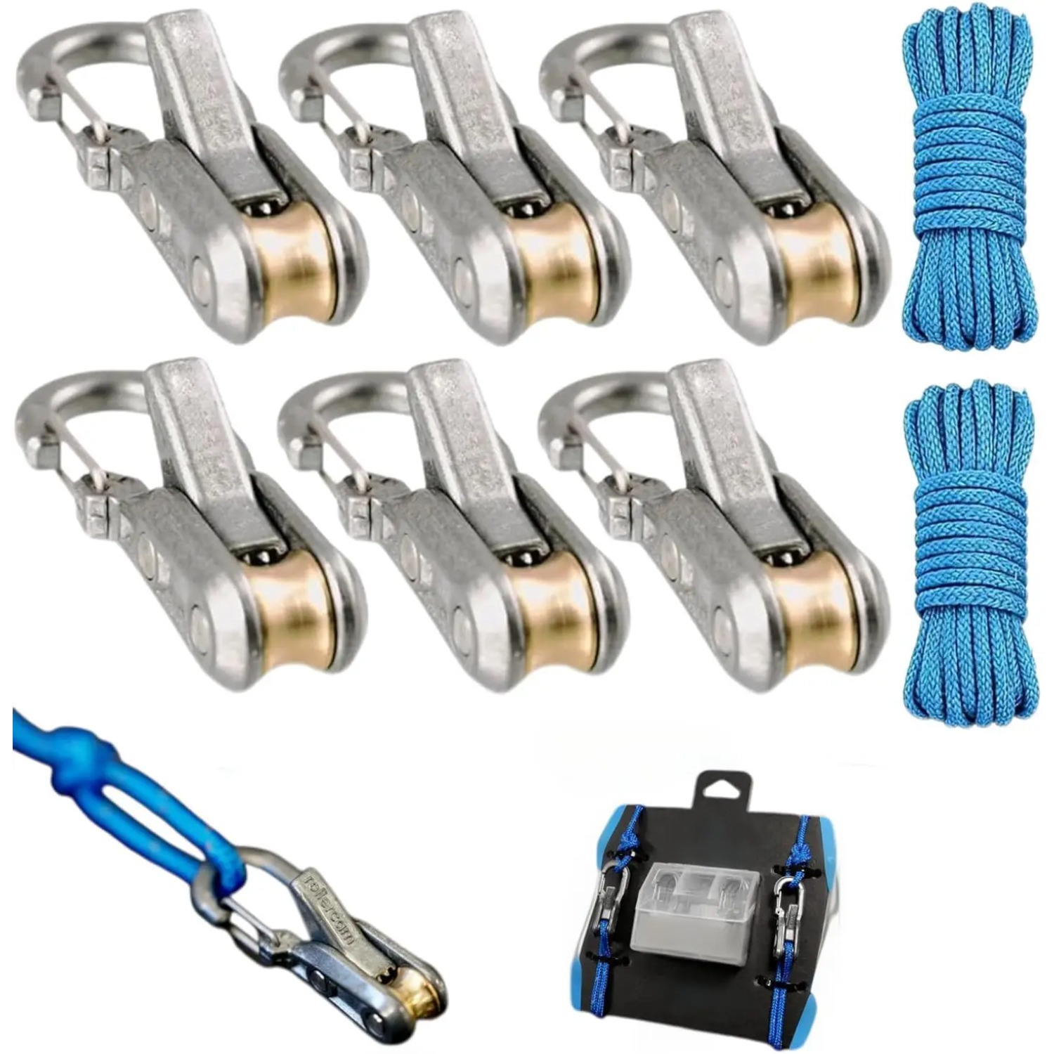Outdoor Camping Tarp - 6Pcs Paracord Rope Tensioner Knot-Free Roller