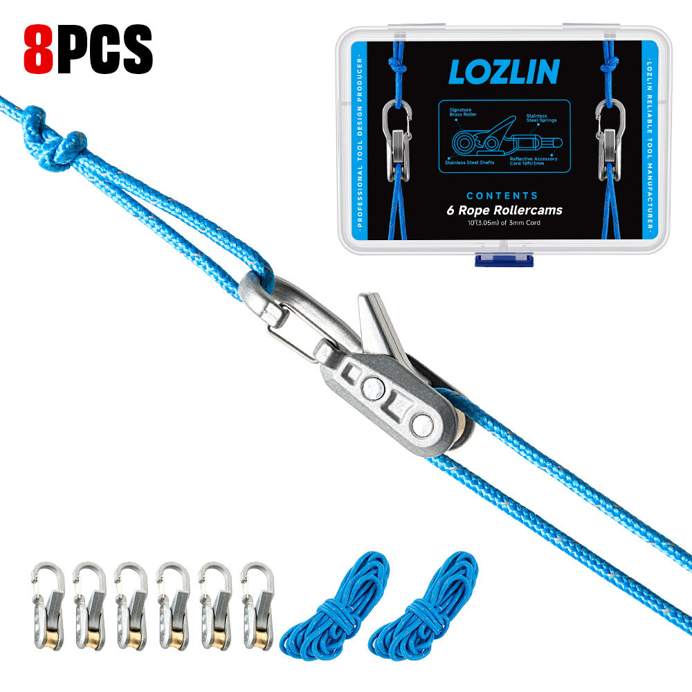 Outdoor Camping Tarp - LOZLIN 8-Piece Rope Set with Roller