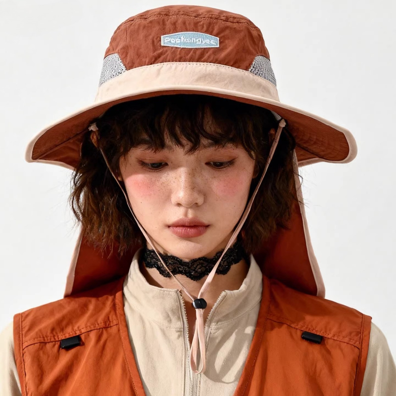 Fashion Contrast Stitching Mes - Camping Outdoor Quick Drying Sun Neck Protection Cap Hat recension och pris