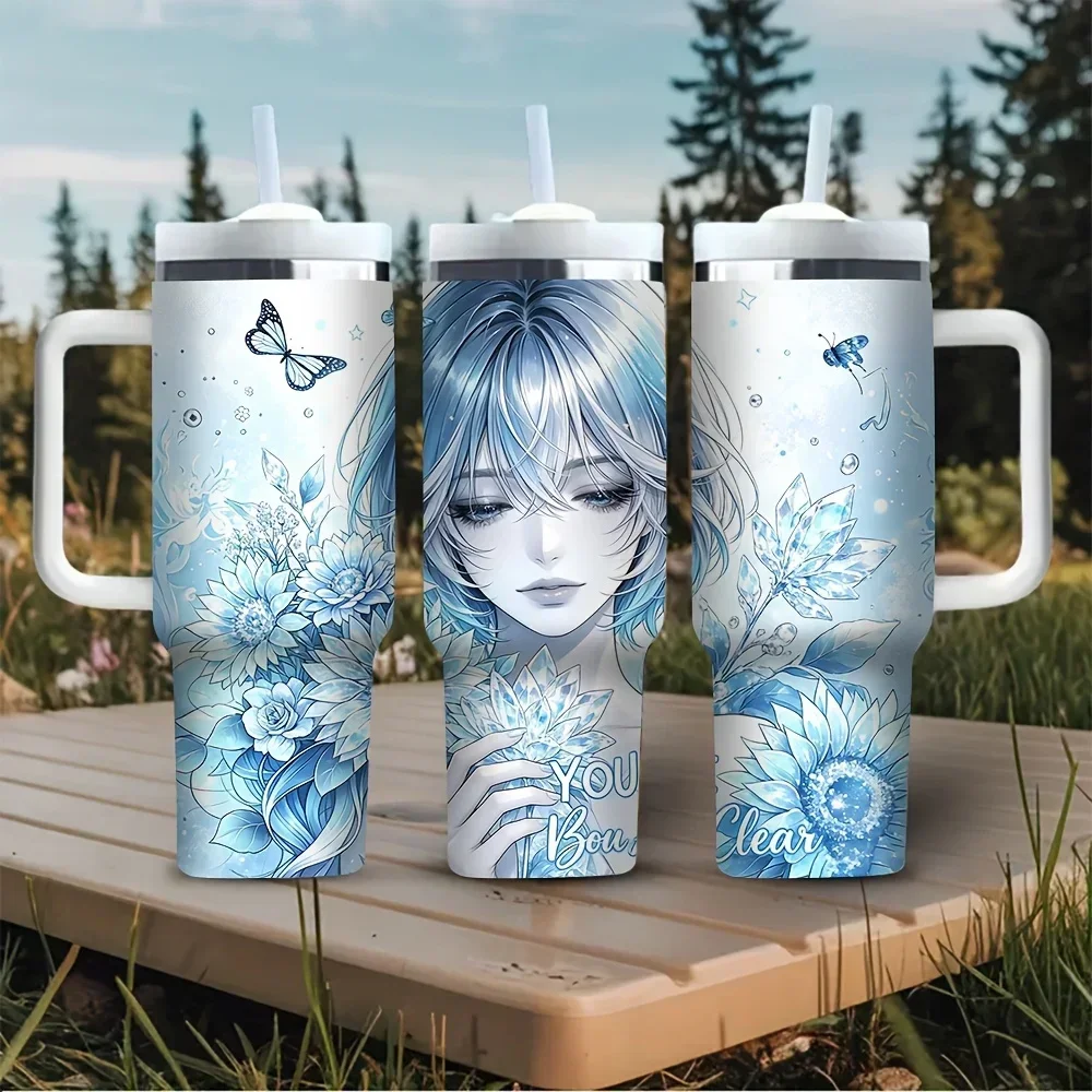 40oz Tumbler with Handle, Blue - Outdoor Camping Anime recension och pris