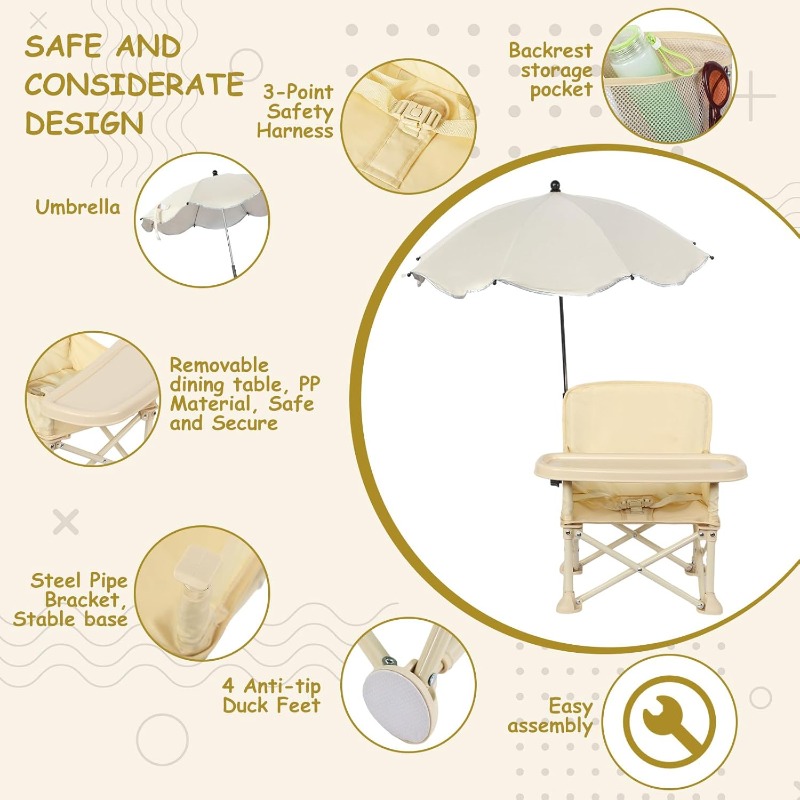 Baby Outdoor Beach Chair with  - Outdoor Camping Table Foldable recension och pris