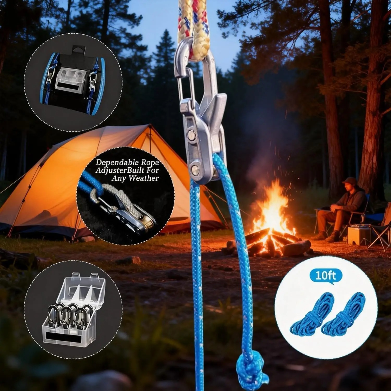 6Pcs Paracord Rope Tensioner K - Outdoor Camping Tarp recension och pris