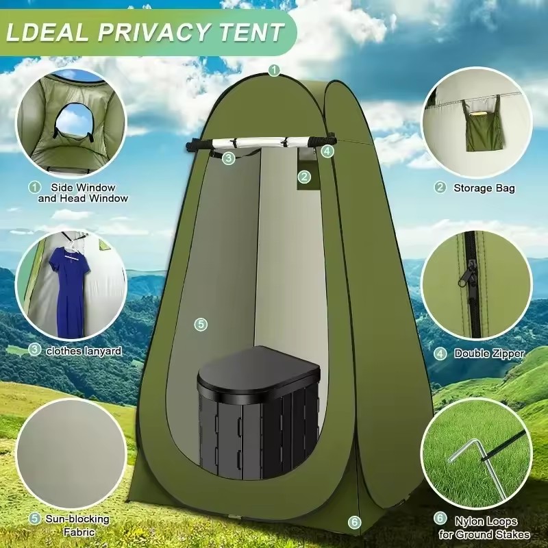 ‌Portable Pop-Up Toilet Tent P - Outdoor Camping Toilet Tent recension och pris