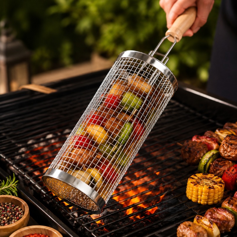 Round Barbecue Grill Basket Se - Outdoor Camping Essentials recension och pris