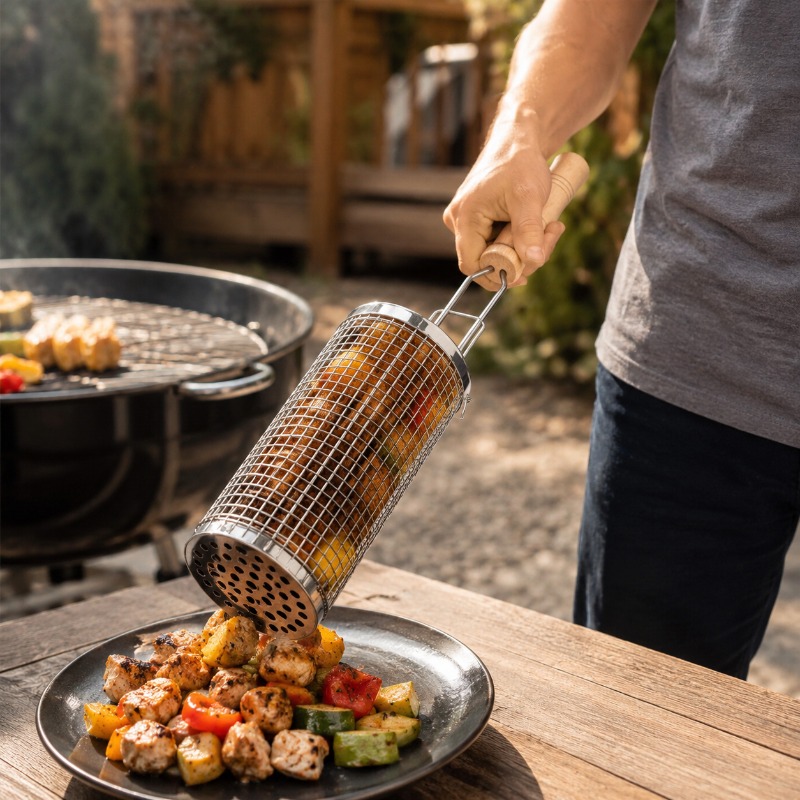 Round Barbecue Grill Basket Se - Outdoor Camping Essentials recension och pris