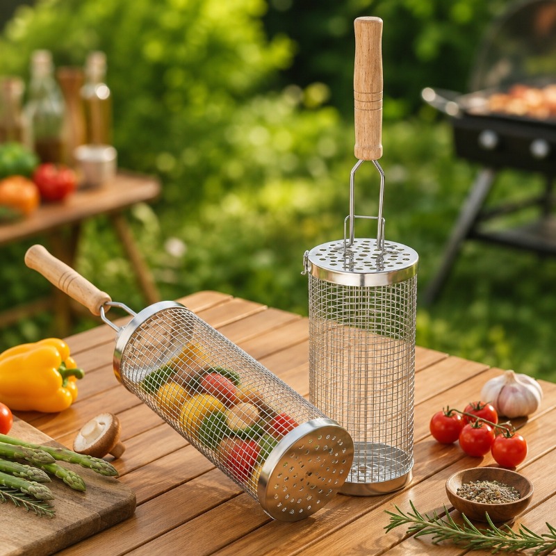 Round Barbecue Grill Basket Se - Outdoor Camping Essentials recension och pris