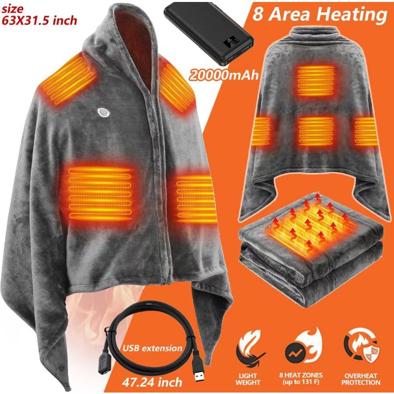 2025 NewUSB Heated Shawl Blank - Outdoor Camping Heated Blanket recension och pris